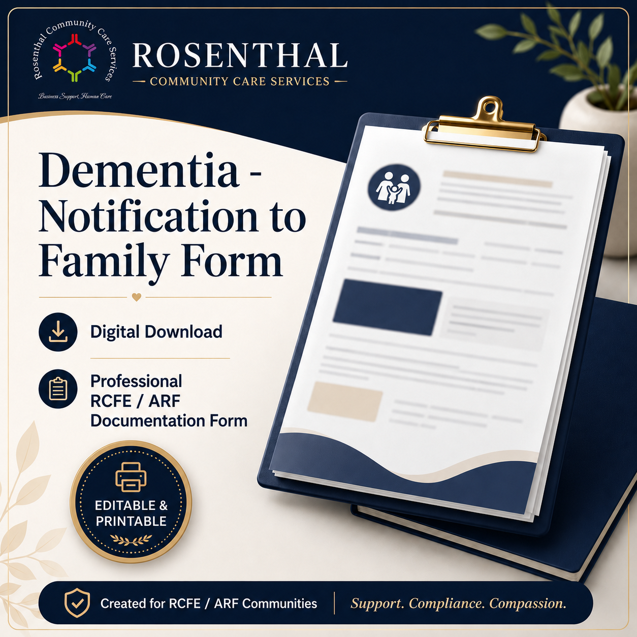 Dementia - Notification to Family Form Rosenthal Community Care Services