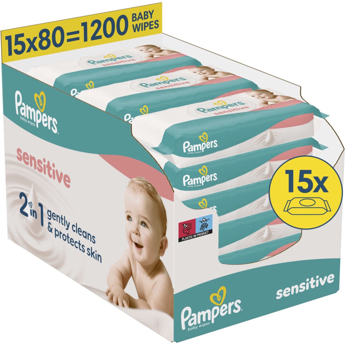 Pampers sensitive baby wipes - 15 packs - 1200 baby wipes Pampers