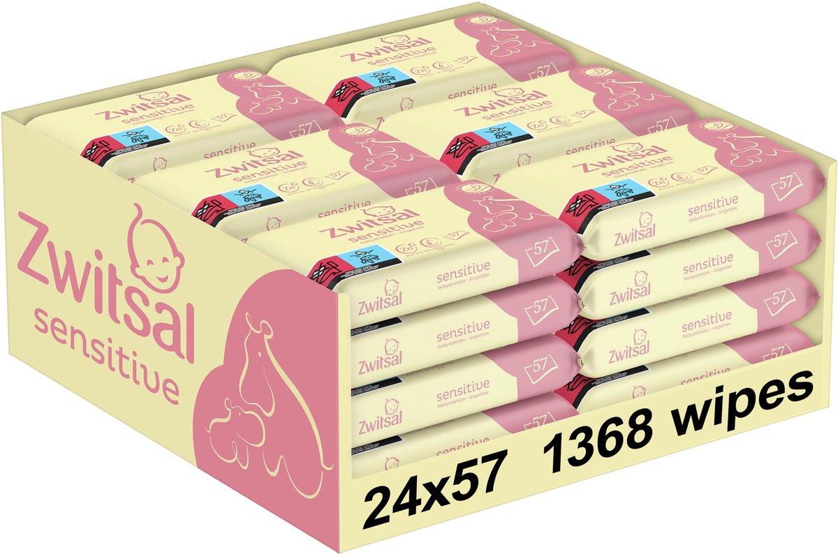 Zwitsal - baby wipes - sensitive - 1368 wipes (24x57) - value pack Zwitsal
