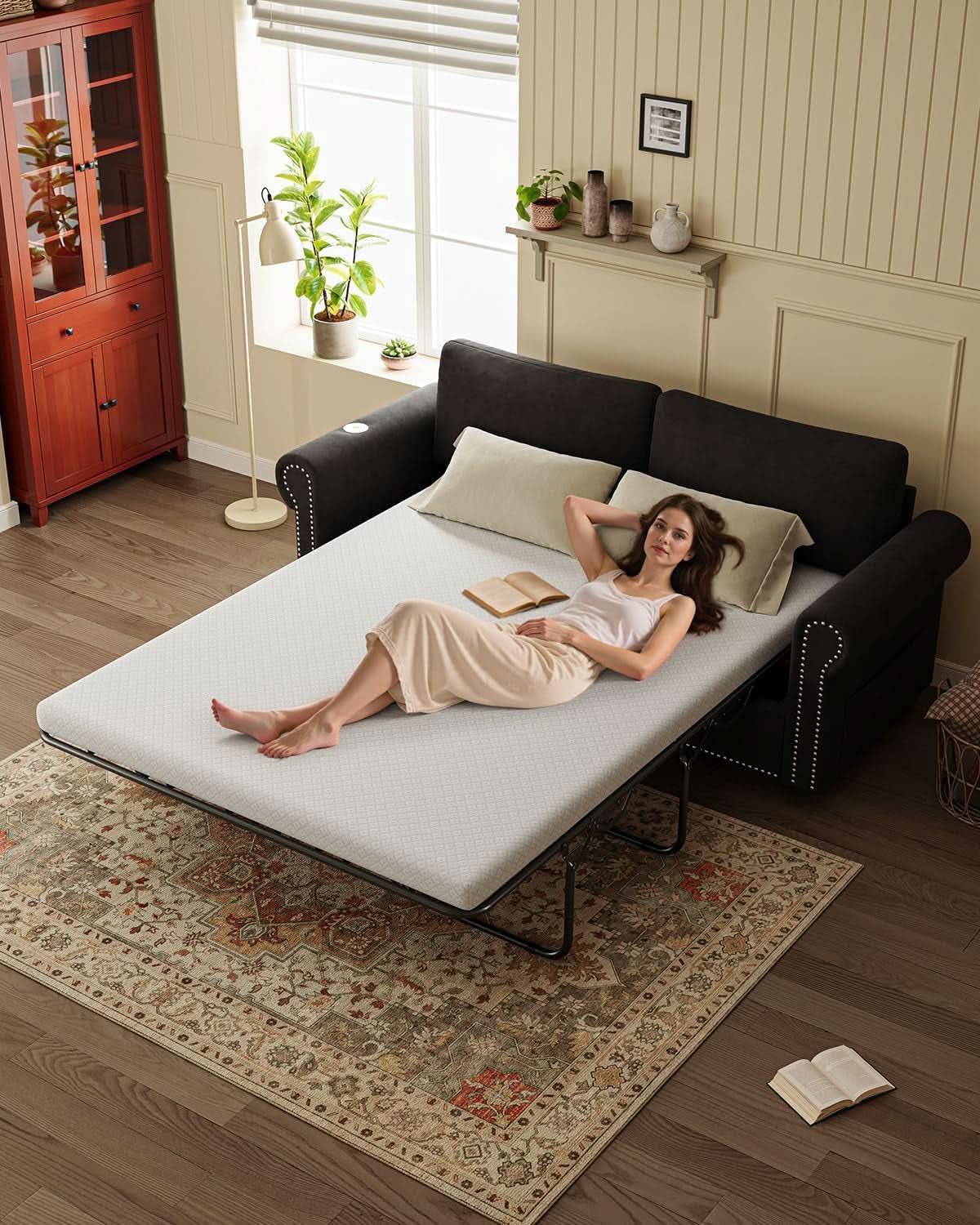 Queen Sleeper Sofa Bed Black Ergonomic Contemporary ShipItFurniture