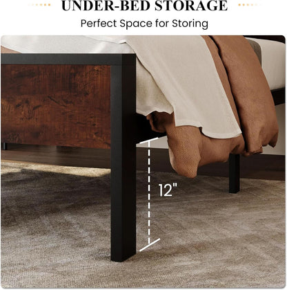 Twin Platform Bed Frame With Under Bed Storage Industrial Style-3