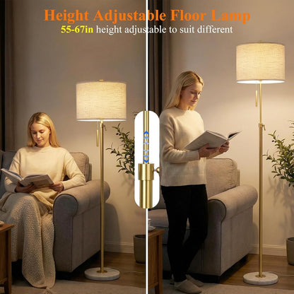 Golden Floor Lamp With Height Adjustable Dimmability-1