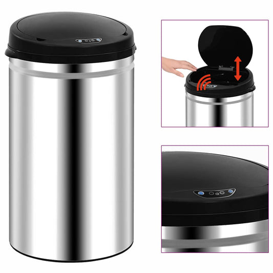 Vidaxl Automatic Sensor Trash Bin 40 L Stainless Steel-0