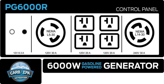 6000-Watt Gas Power Portable Generator (CARB)-0