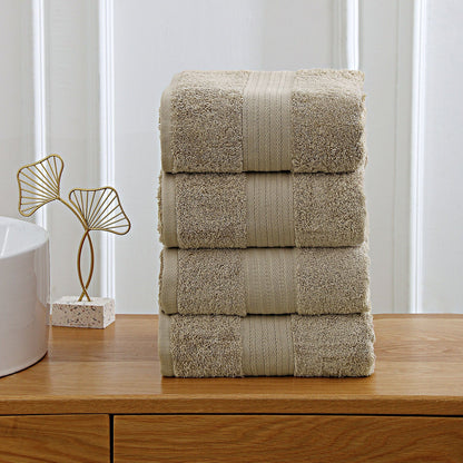 Linenland 4 Piece Cotton Bath Towels Set - Sandstone-2