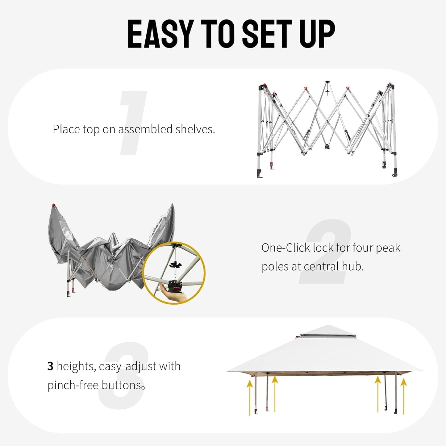 13x13 Pop Up Gazebo White Weatherproofing Durability-4