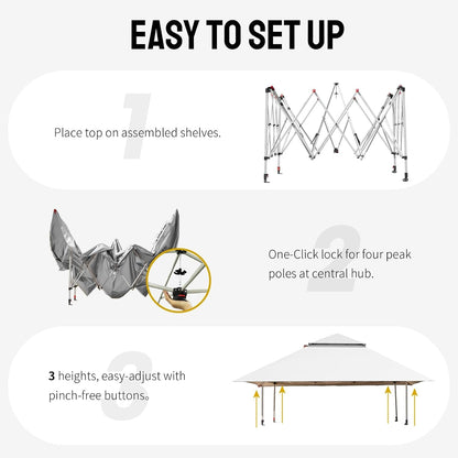 13x13 Pop Up Gazebo White Weatherproofing Durability-4