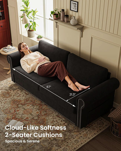 Queen Sleeper Sofa Bed Black Ergonomic Contemporary ShipItFurniture
