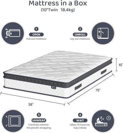 Twin 10 Inch Orthopedic Supportive Hybrid Mattress-1