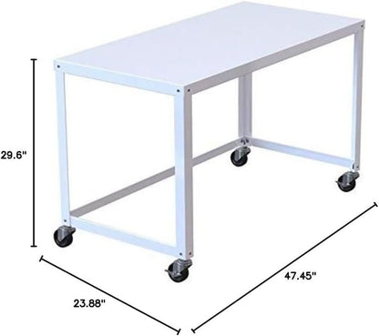 Mobile Metal Desk Workstation with Wheels and Durability-2