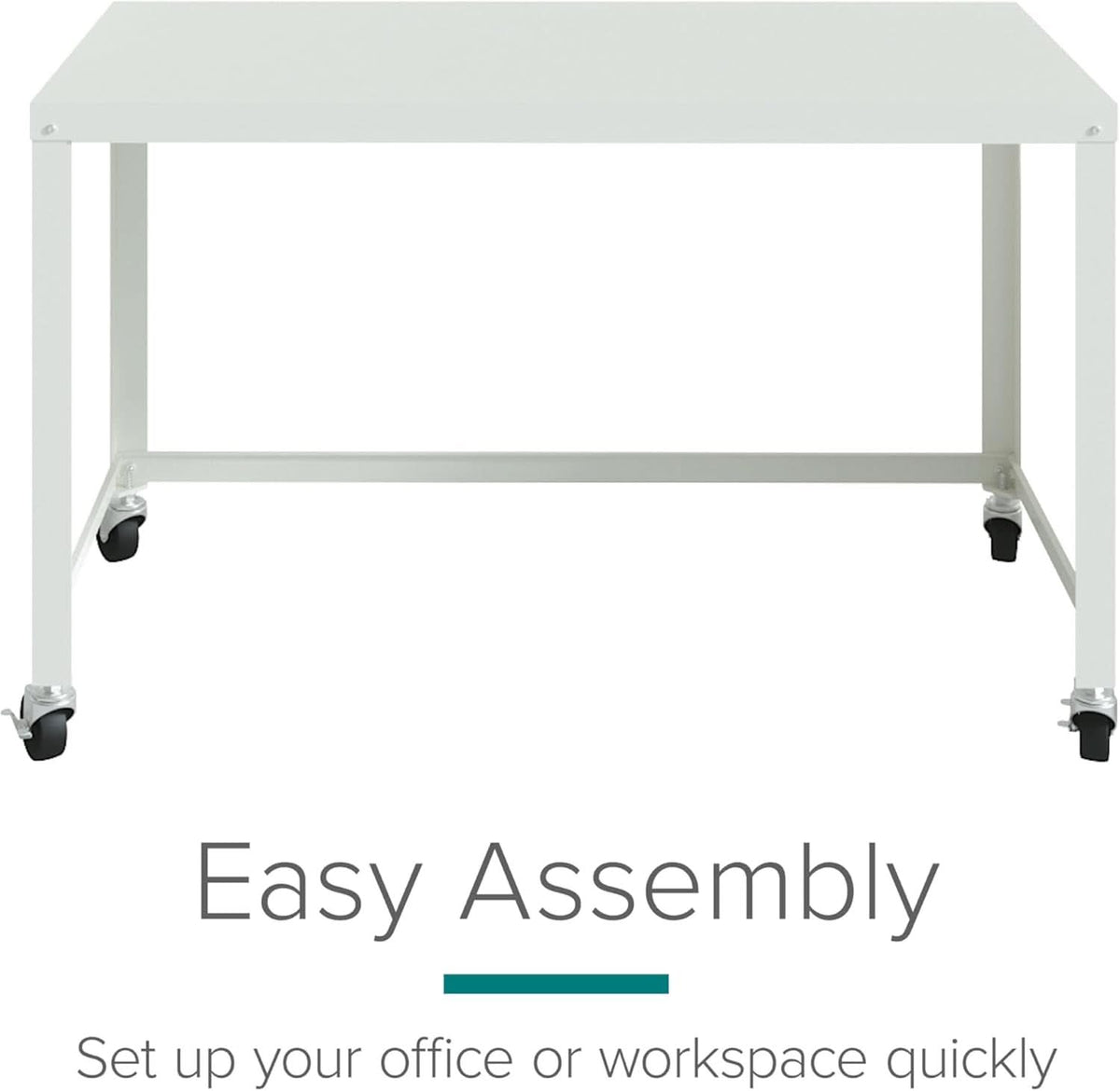 Mobile Metal Desk Workstation with Wheels and Durability-3
