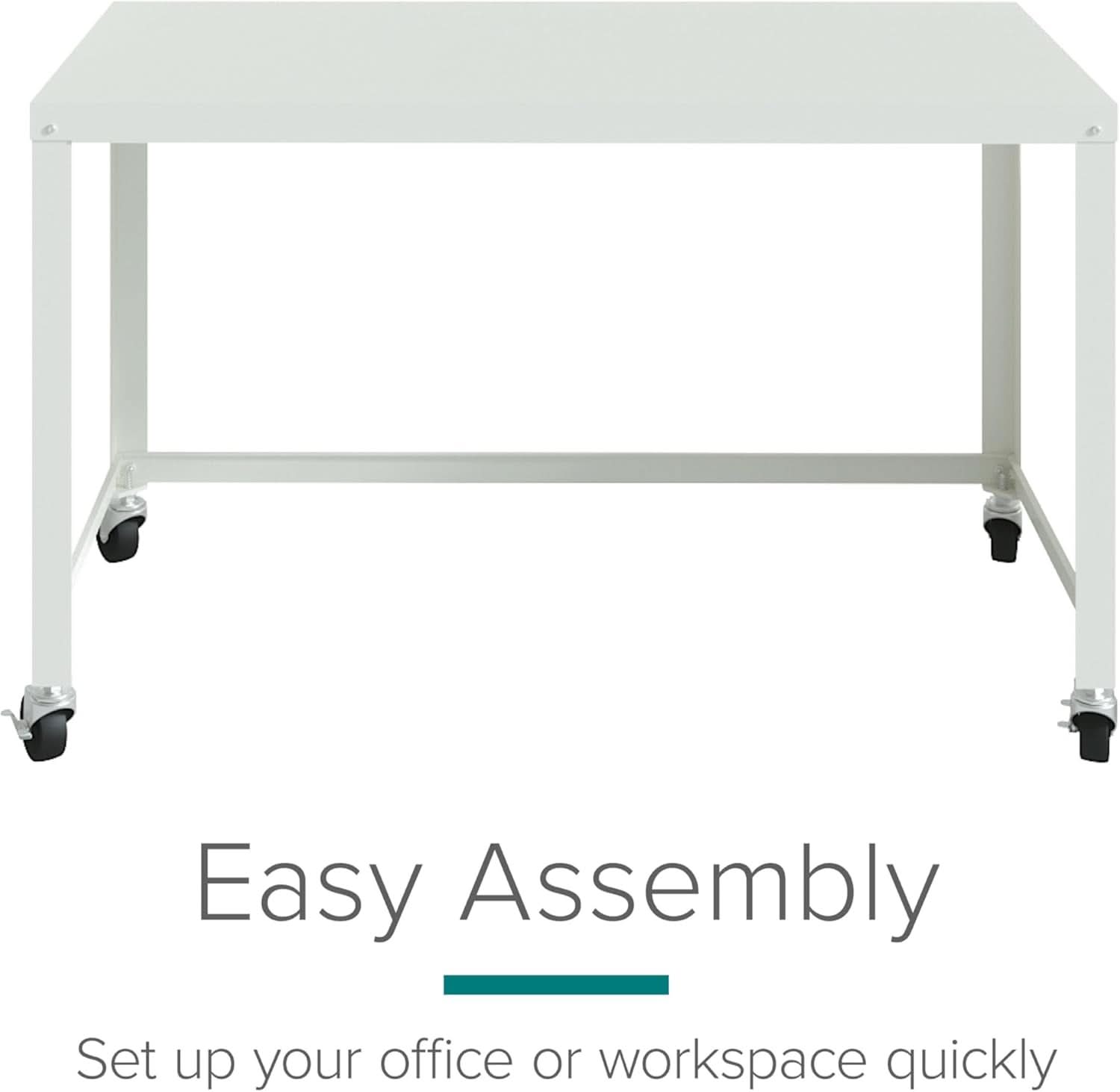 Mobile Metal Desk Workstation with Wheels and Durability-3