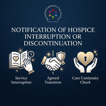 NOTIFICATION OF HOSPICE INTERRUPTION OR BEING DISCONTINUED OTHER THAN DEATH Rosenthal Community Care Services