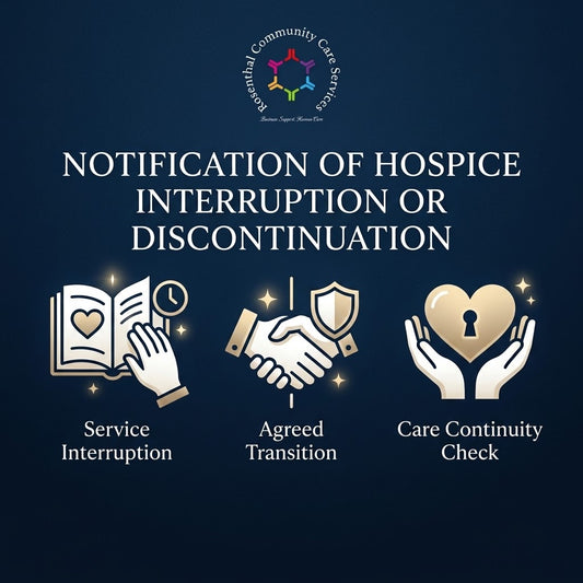 NOTIFICATION OF HOSPICE INTERRUPTION OR BEING DISCONTINUED OTHER THAN DEATH Rosenthal Community Care Services