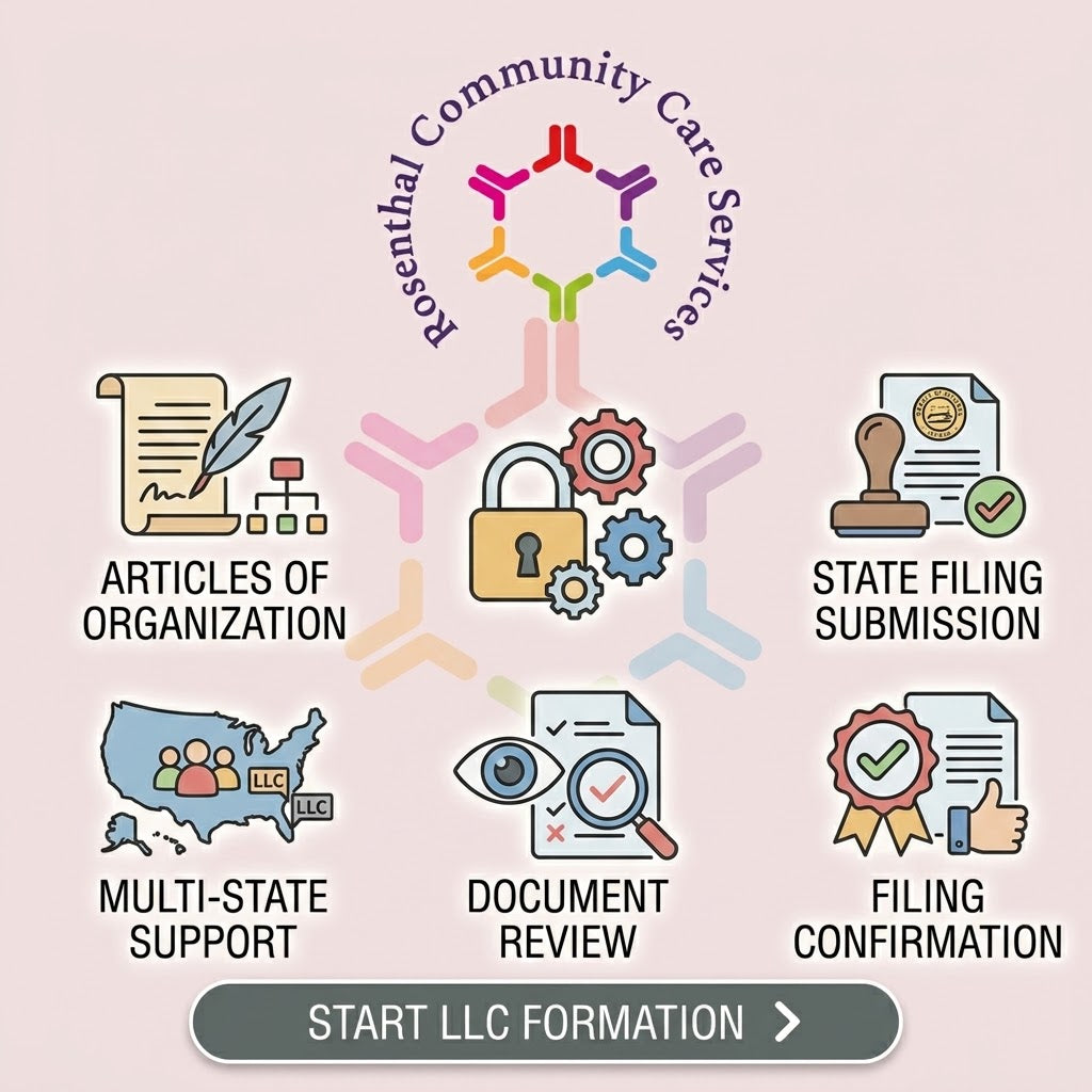 LLC ONLY - Articles of Organization - Preparation & Filing Rosenthal Community Care Services LLC