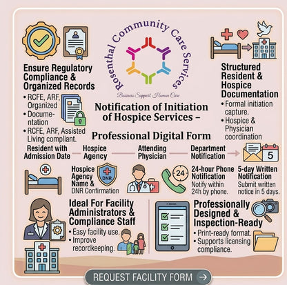 NOTIFICATION OF INITIATION OF HOSPICE SERVICES Rosenthal Community Care Services
